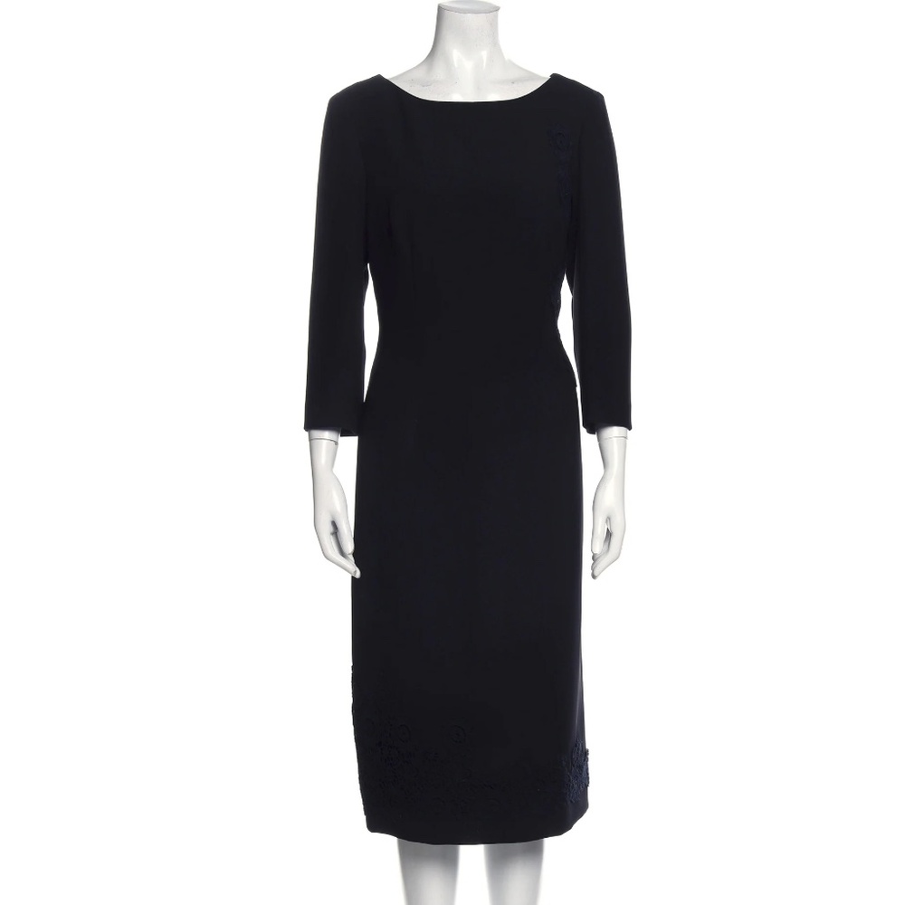 Philosophy di Alberta Ferretti Black Midi Length Dress Lace Details, US10 IT46